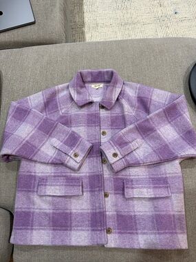 Lavender Plaid Button-Up Coat